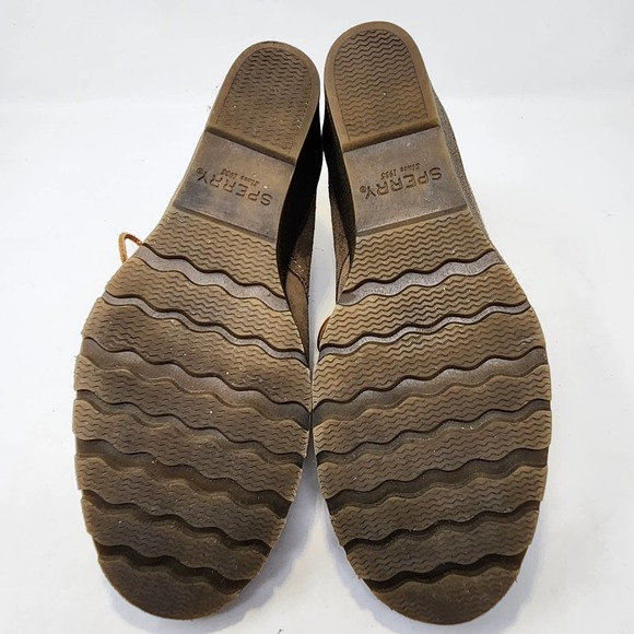 Sperry Top Sider Stella Prow Brown Suede Ankle Wedge Booties 9 M Lace Up Boots - Picture 8 of 8